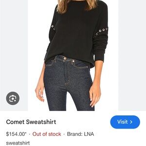 LNA Black Eyelet Sleeve Sweatshirt
